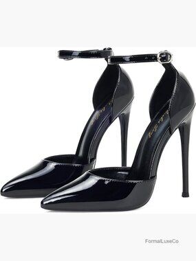 Pointed Toe D'Orsay Pumps with Ankle Strap Stiletto Heels Wedding Party Shoes